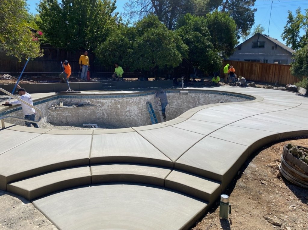 Salt finish concrete pool deck