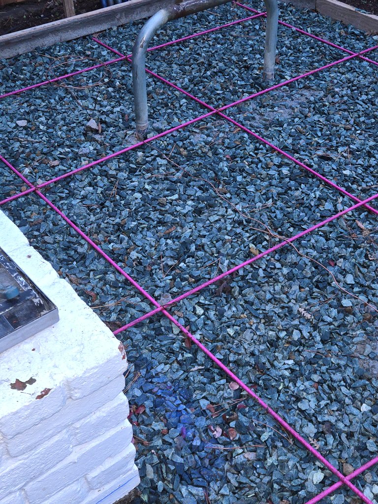 Pool deck rebar and gravel base prep