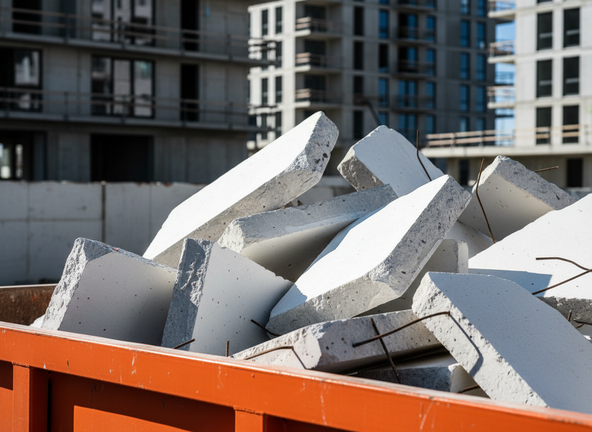 Clean Building Rubble in a Fiat Orange skip