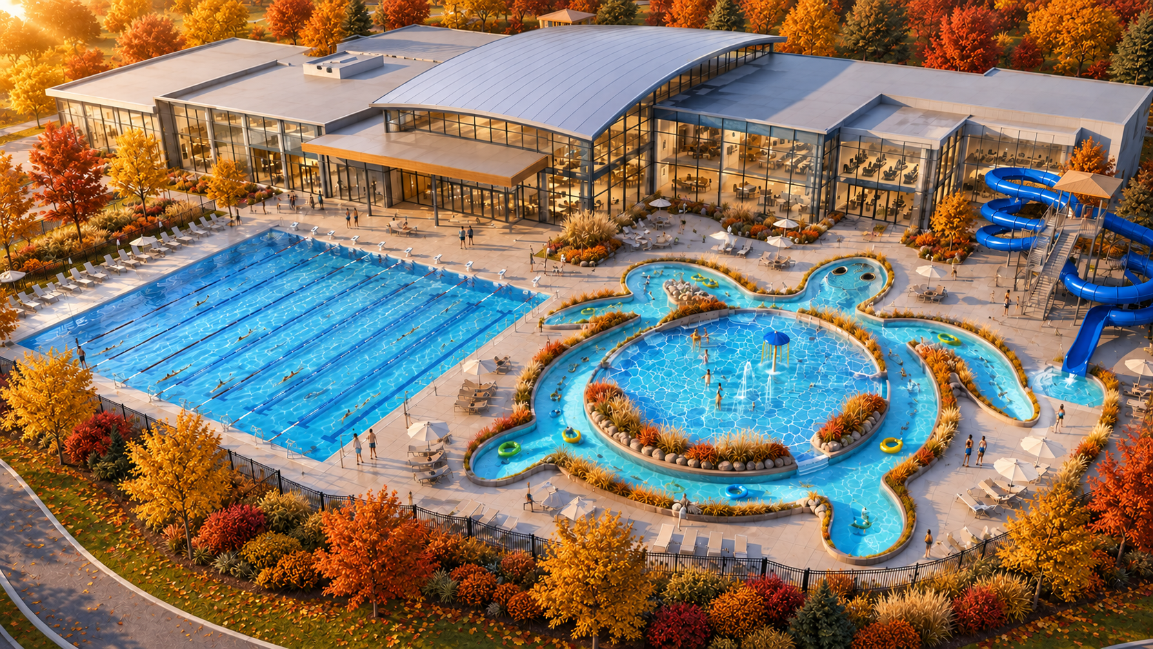 Olympic-scale aquatic center