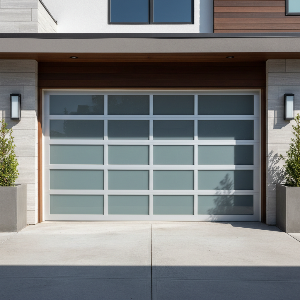 Full-view aluminum garage door