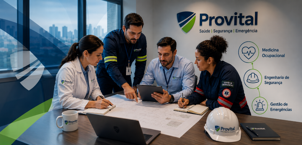 Centro operacional da Provital com equipe coordenando ocorrências