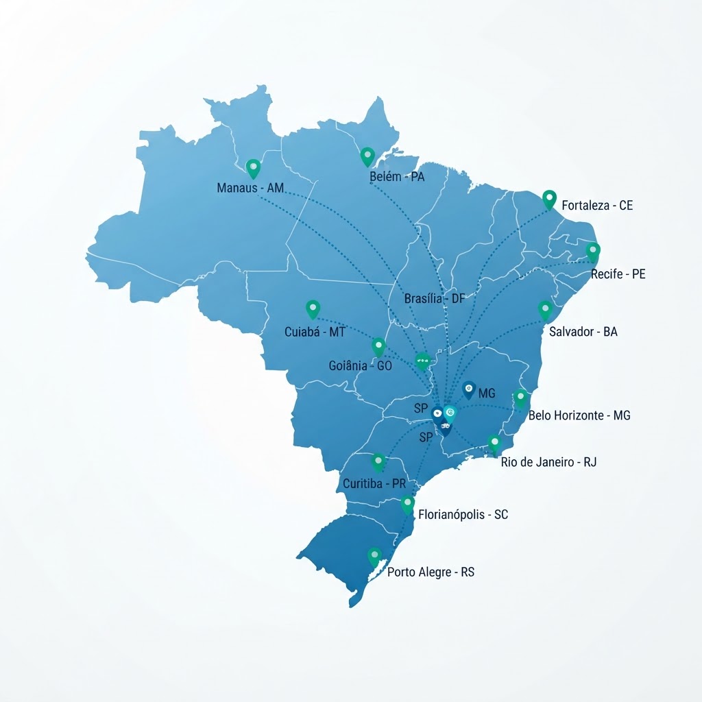 Mapa ilustrativo da capacidade de mobilização nacional da Provital