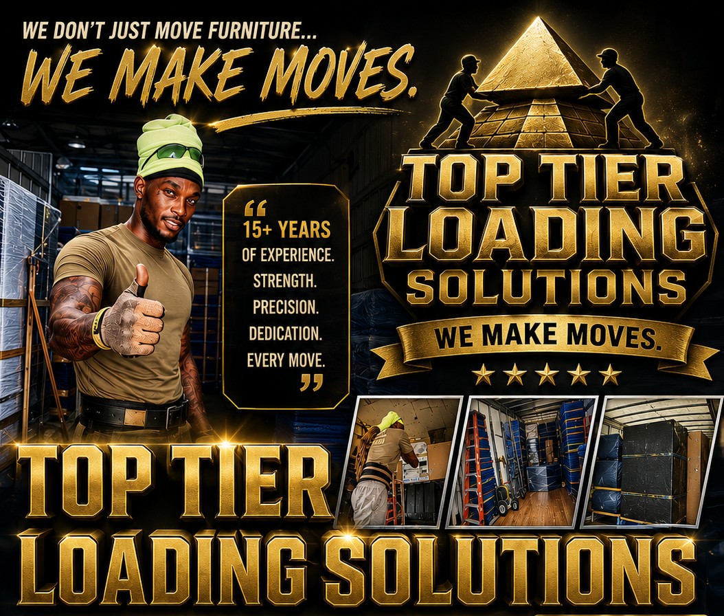 Top Tier Loading Solutions promotional banner — We Don't Just Move Furniture, We Make Moves