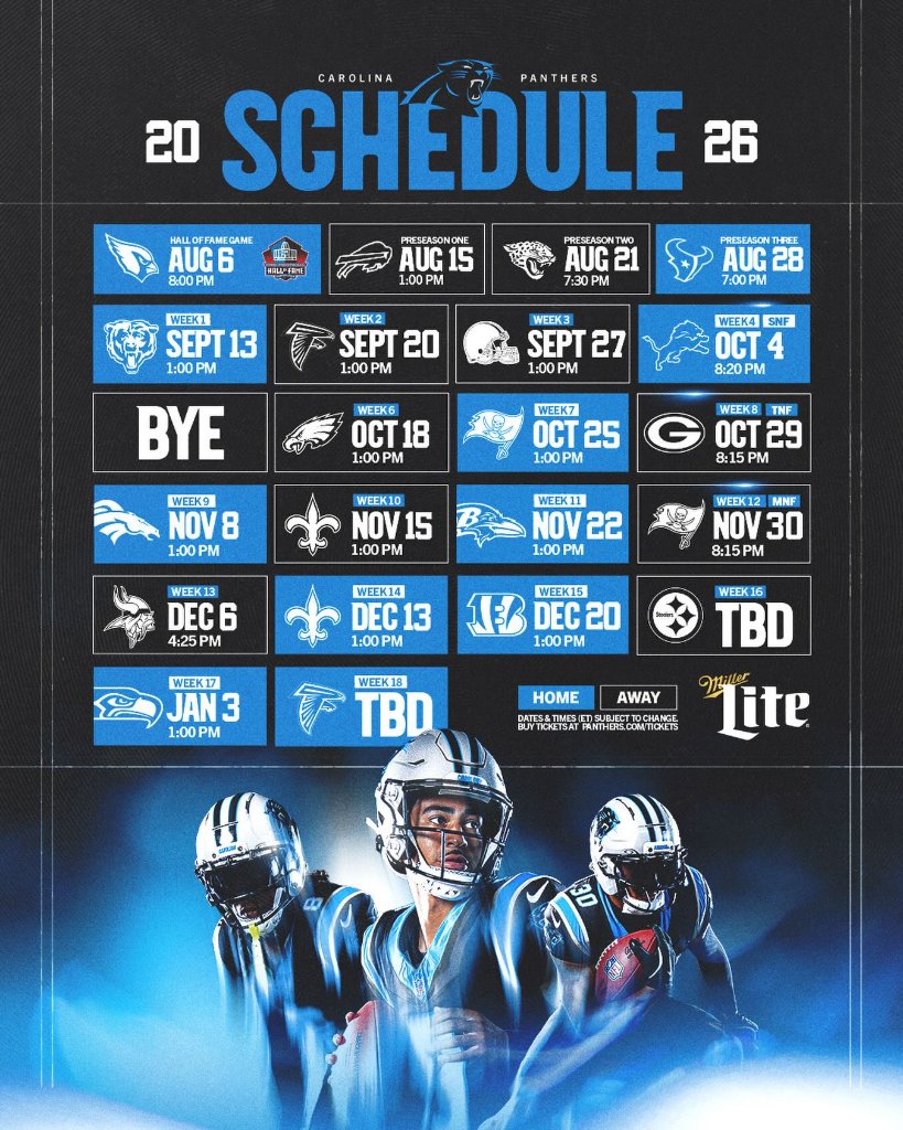 Carolina Panthers 2026-27 Schedule