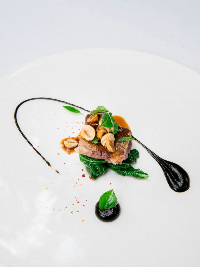 Fine dining dish being plated