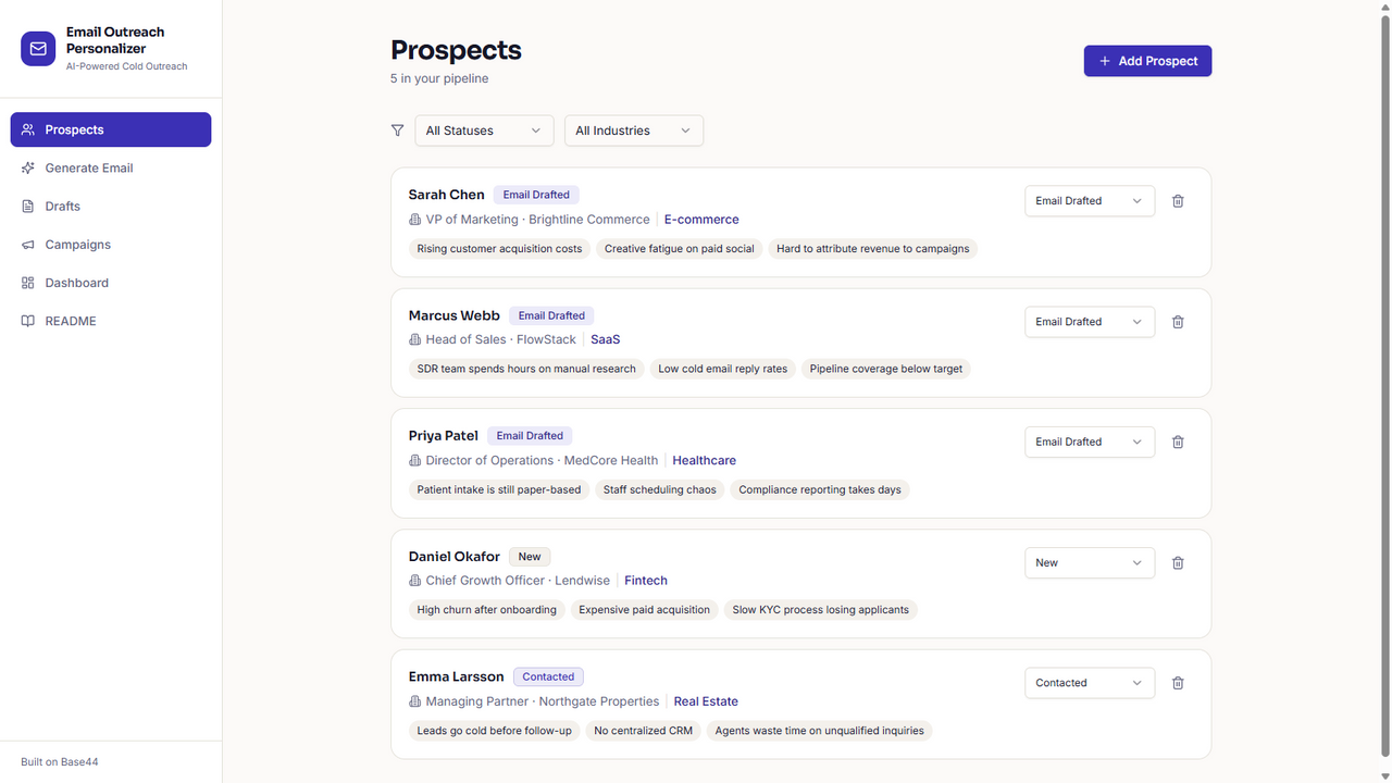 Email Outreach Personalizer template preview