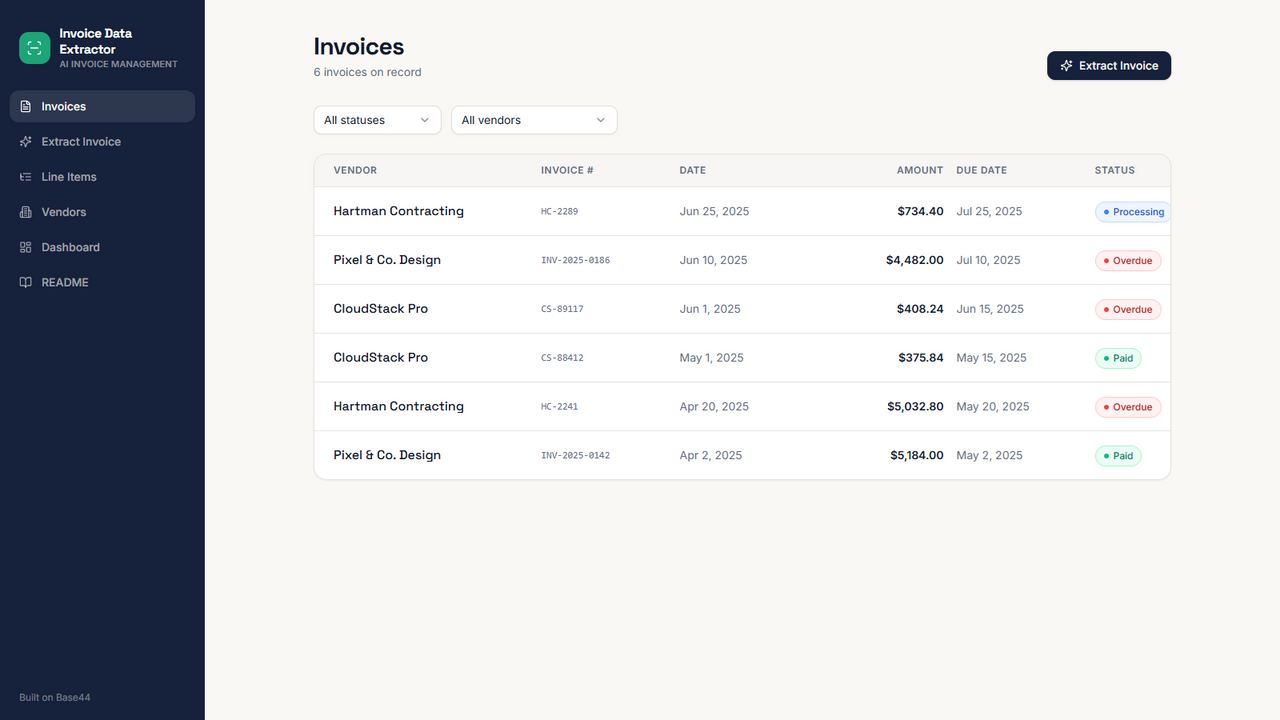 Invoice Data Extractor template preview