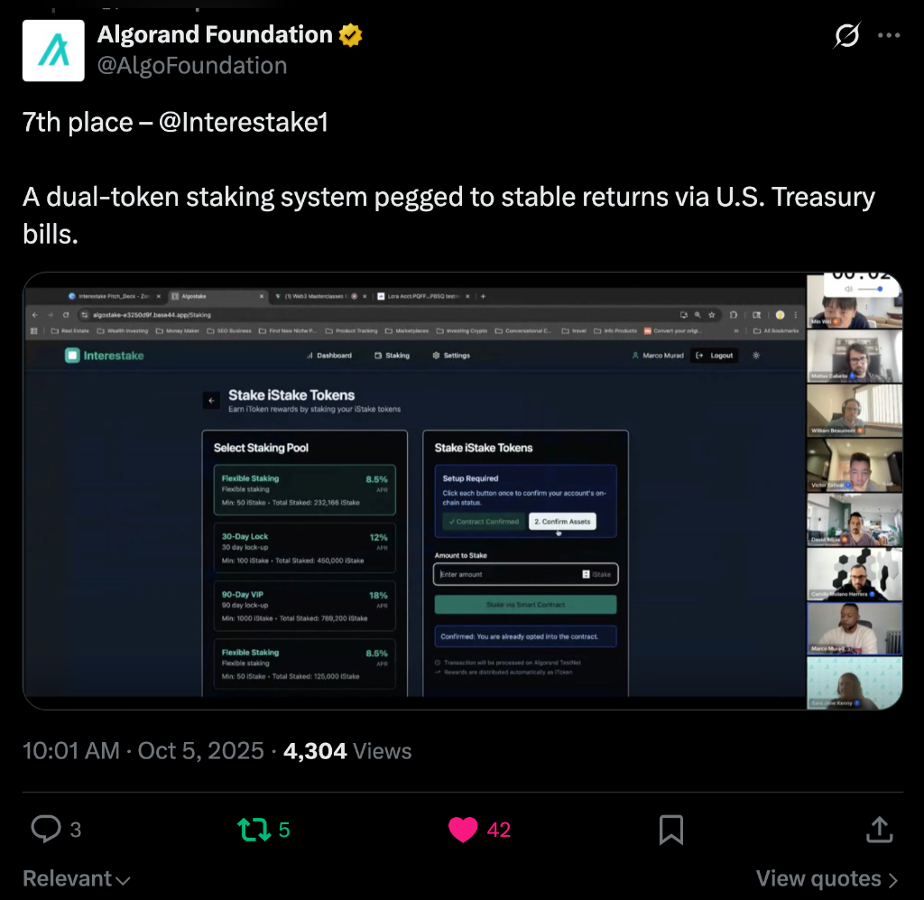 Algorand Foundation featuring Interestake