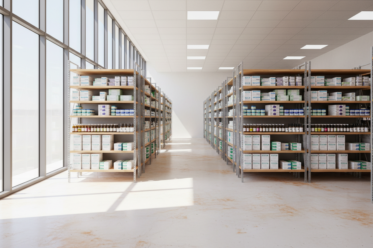 Modern pharmaceutical logistics warehouse