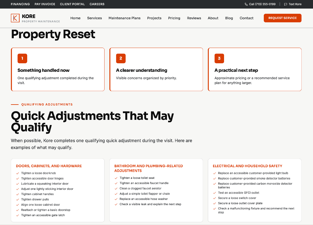 Complimentary Property Reset interface: Property Reset