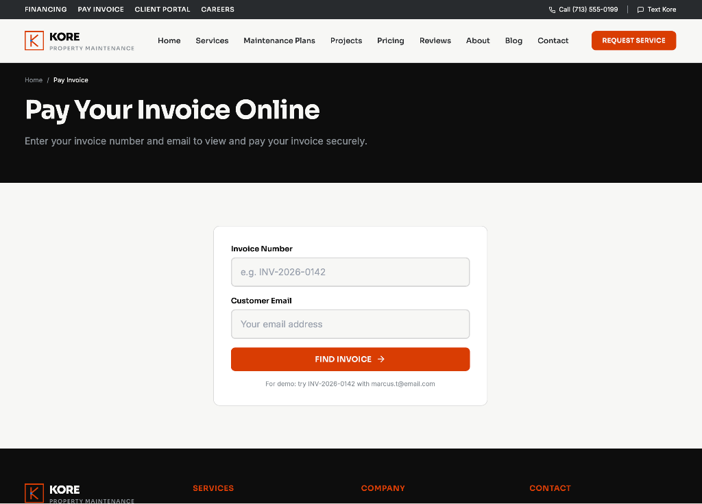 Pay Invoice interface: Pay Invoice