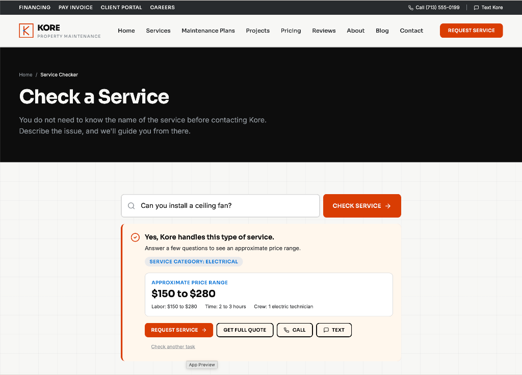 Service Checker result interface showing the connected customer journey step 2