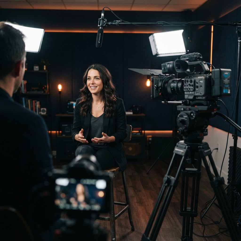 Professionelles Interview-Setup im Studio der Unternehmerwelt.
