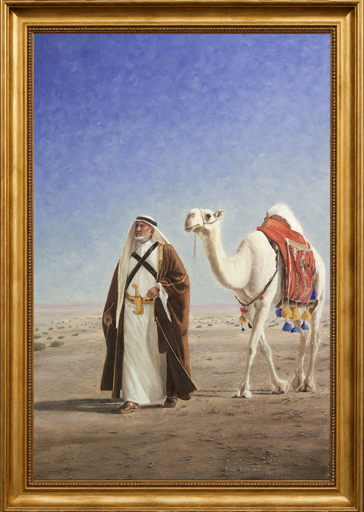 A traveller crossing the desert with his camel, embodying resilience, exploration, and a deep connection to the land of his ancestors.