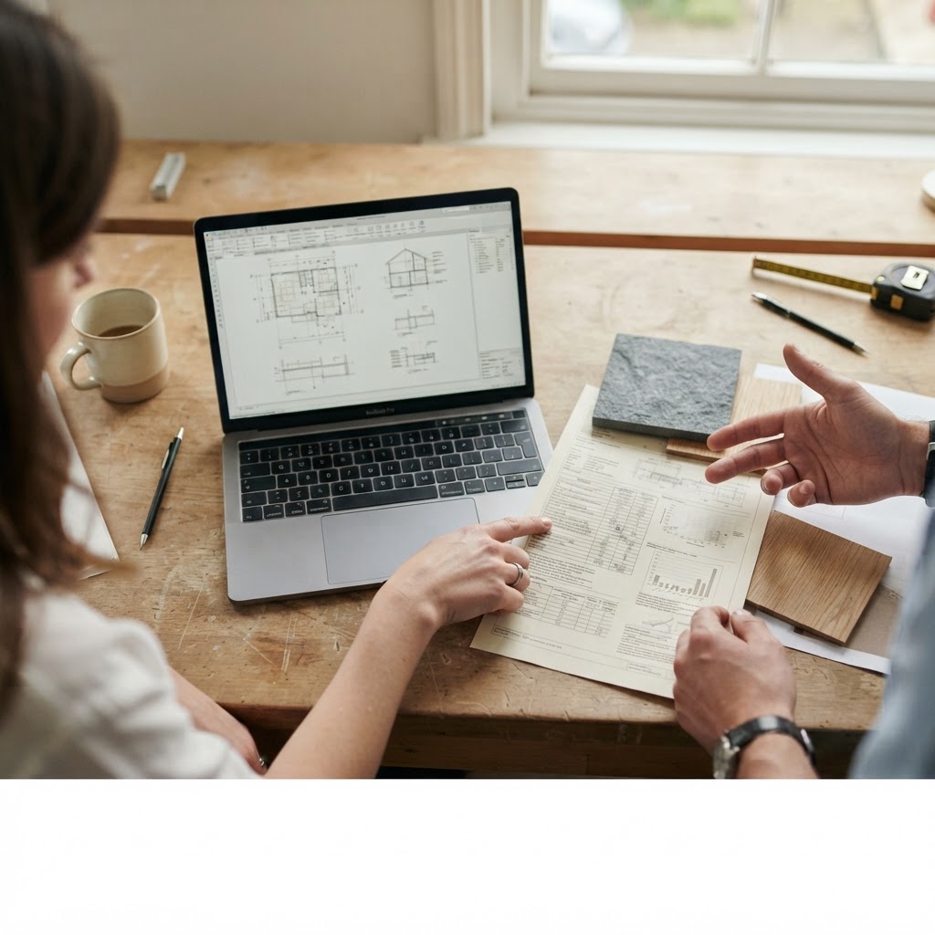 Technical drawing and specification notes for design decisions.