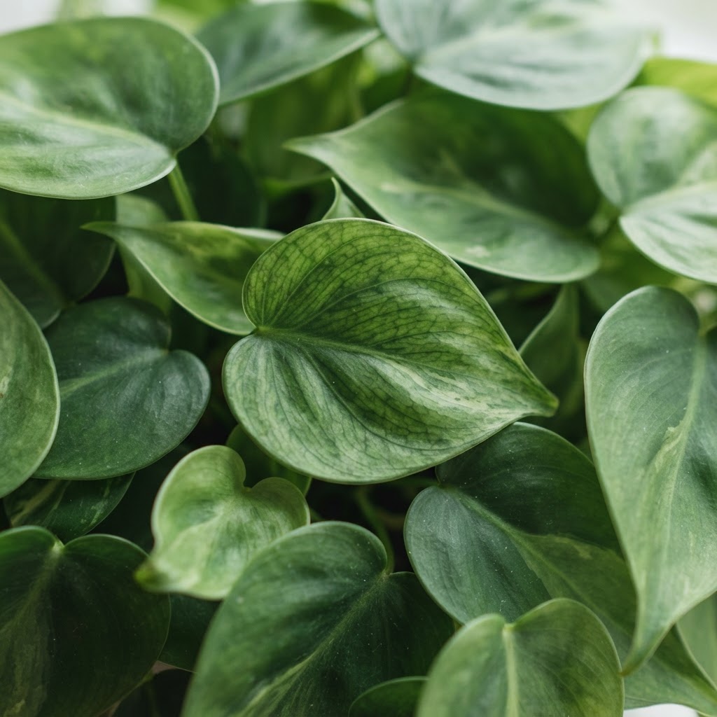 Soft green houseplant foliage close up