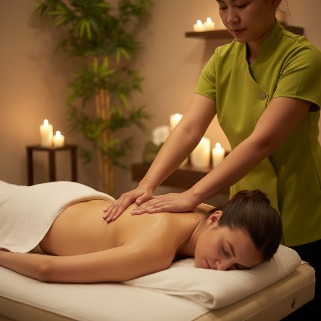 Thai Massage demonstration at Aromathai Therapy Horsforth Leeds