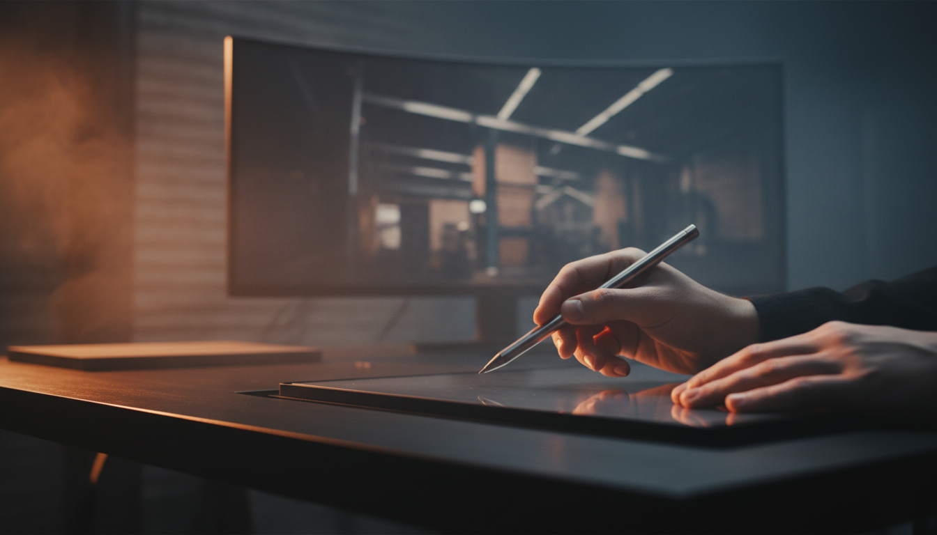 Designer hands working in luxury creative studio