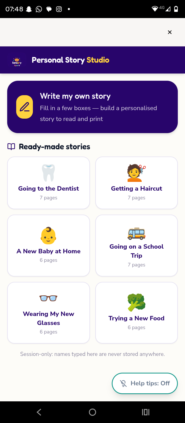 Personal Story Studio screenshot