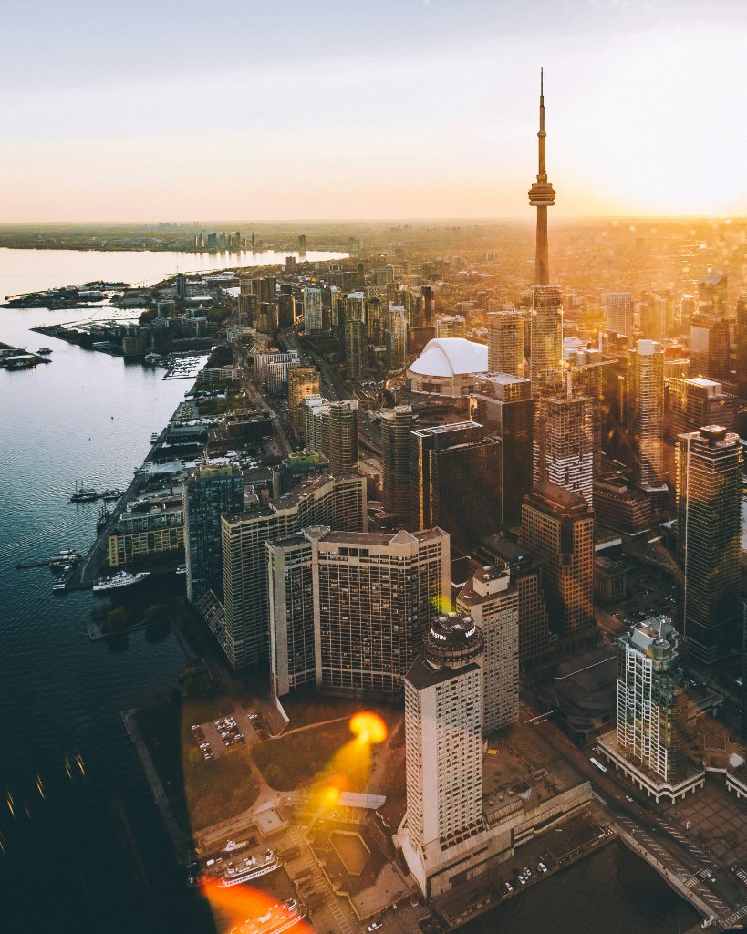 Toronto skyline at golden hour