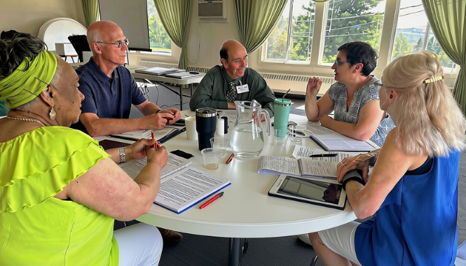 Board members meeting around a table