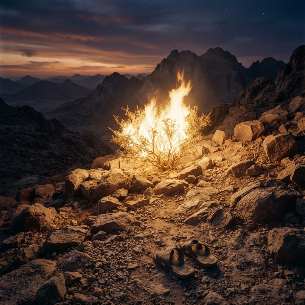 The burning bush on Sinai, aflame but not consumed