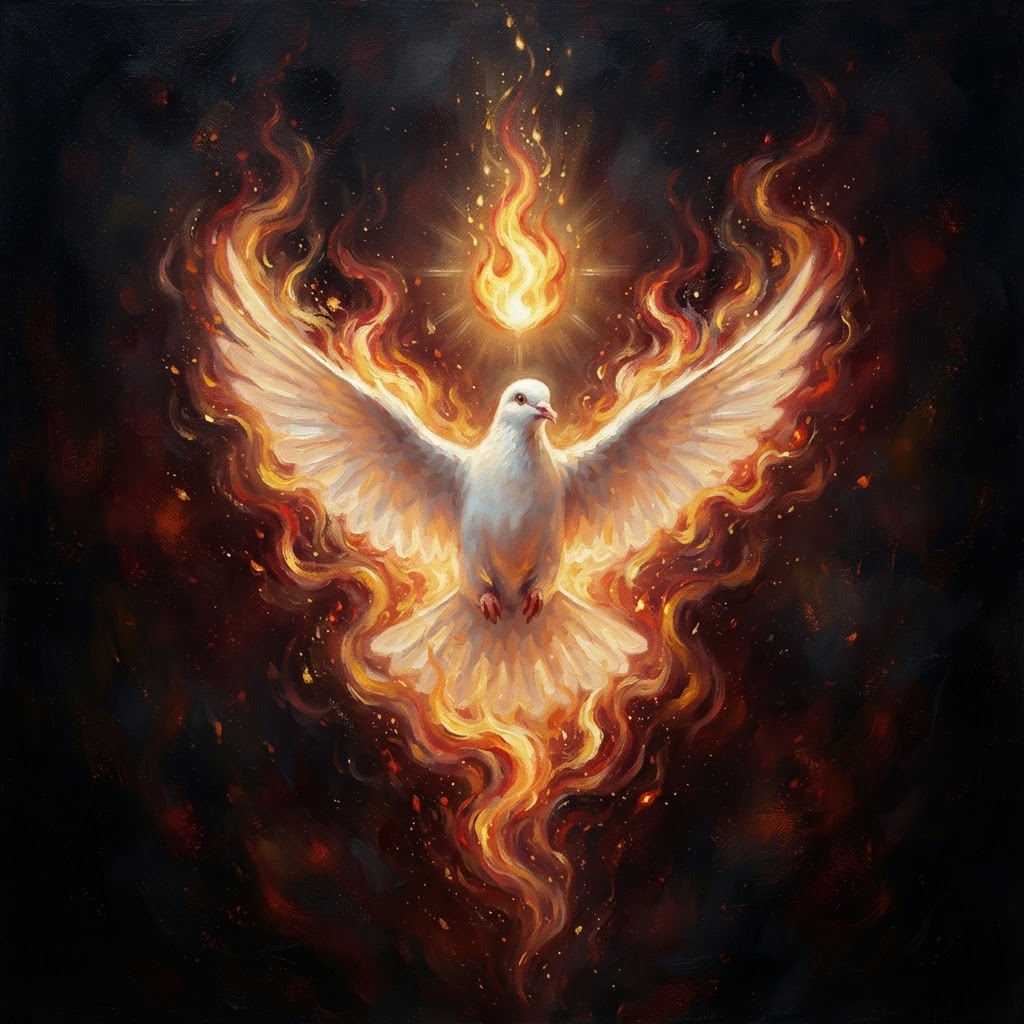 The Holy Spirit as a dove of purifying fire