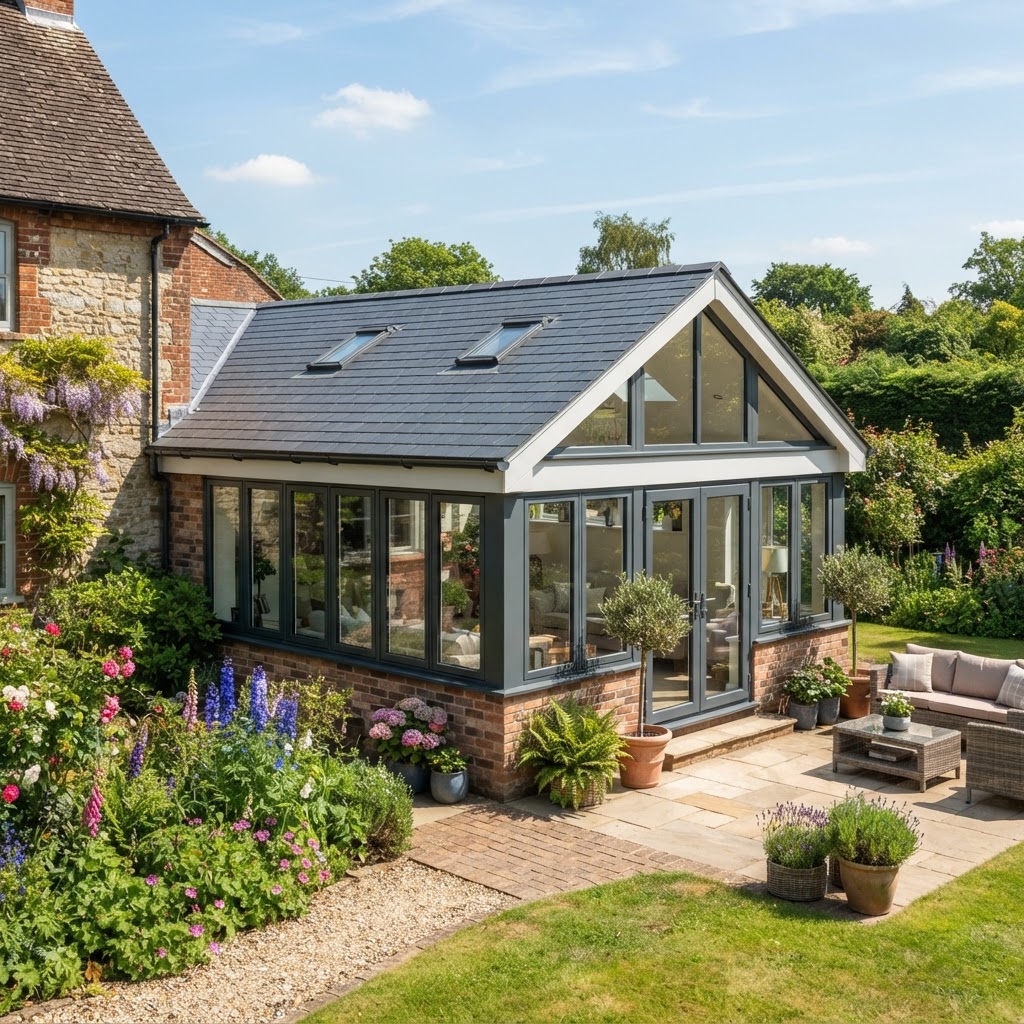 Conservatory with a modern insulated warm roof in Worcester