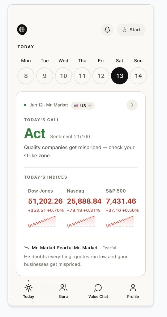 Valuefocus Today screen