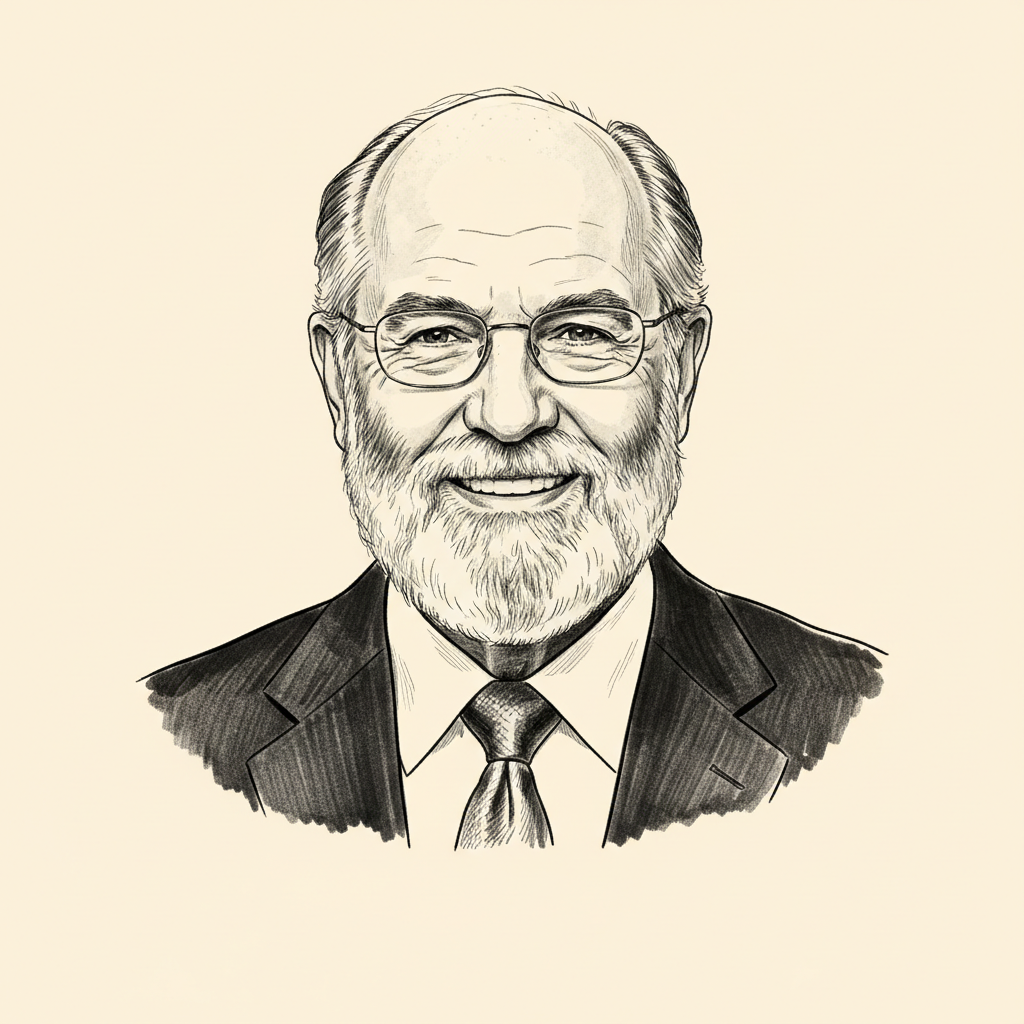 Ink sketch portrait of Ken Fisher