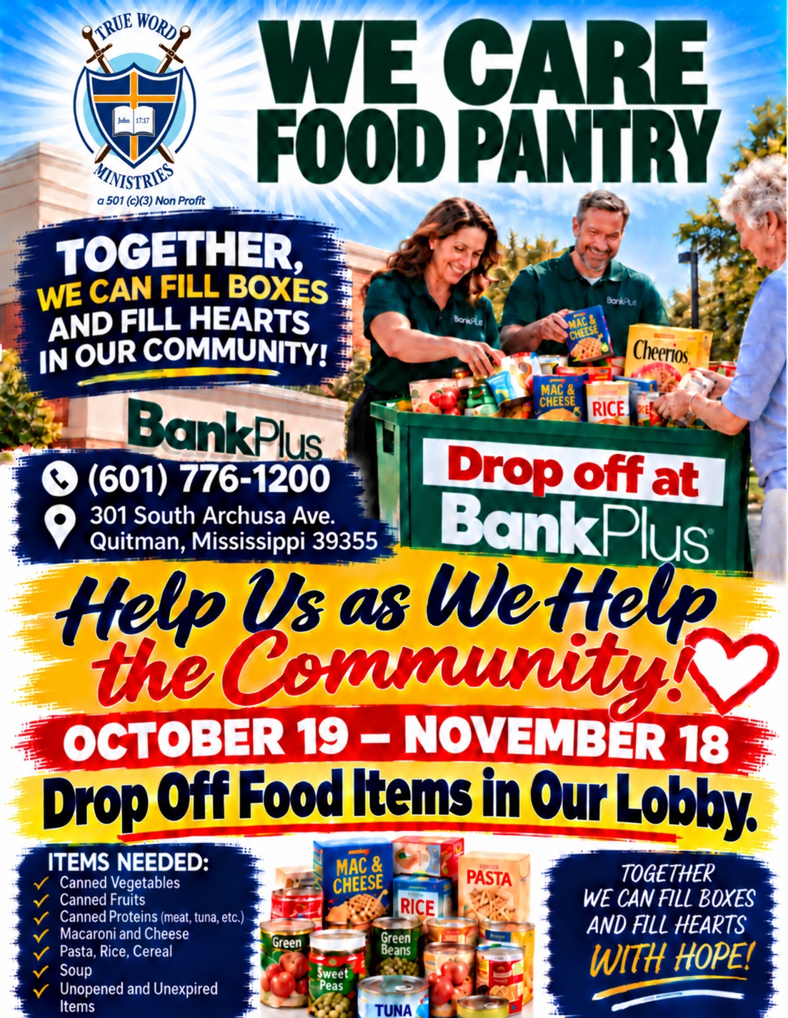 BankPlus community food drive flyer