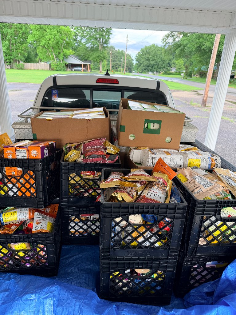 Cars lined up at the drive-thru pantry