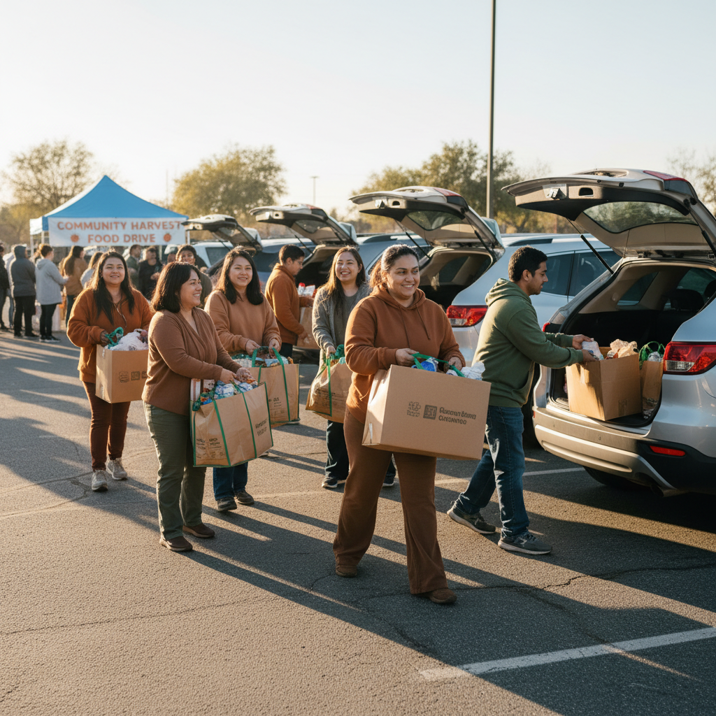 Volunteers serving together