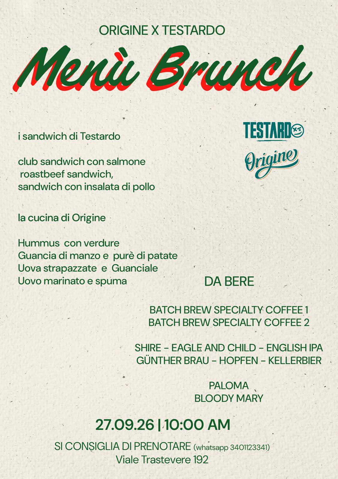 Menù Brunch