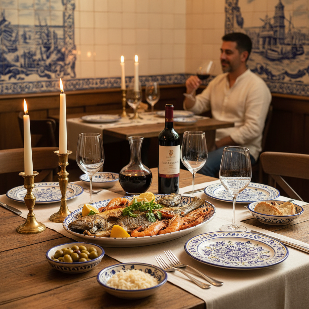 Authentic Portuguese restaurant dinner