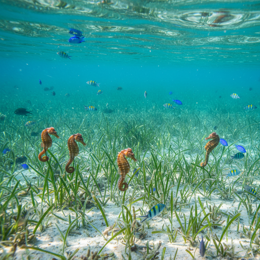 Wild seahorses in Ria Formosa