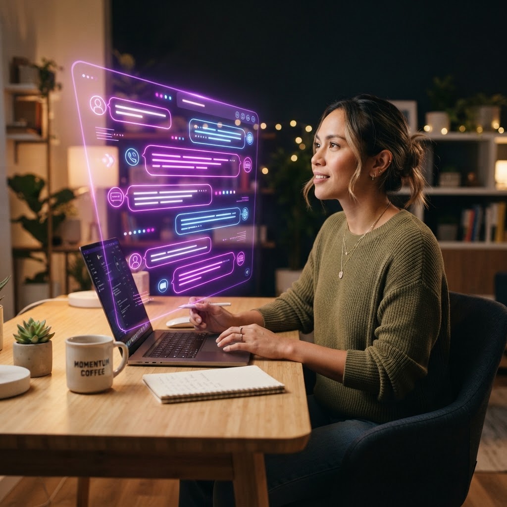 Entrepreneur using ChatGPT on a laptop