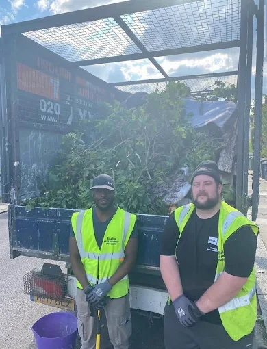 RicaRise garden waste clearance team collecting green waste in Clapham