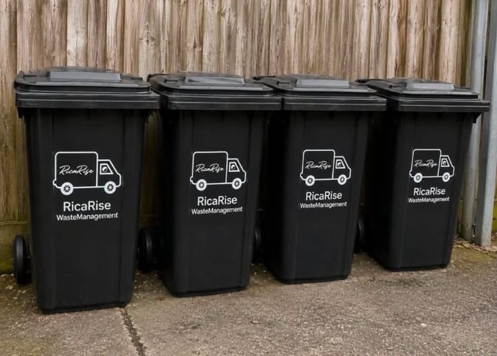 RicaRise branded waste collection bins