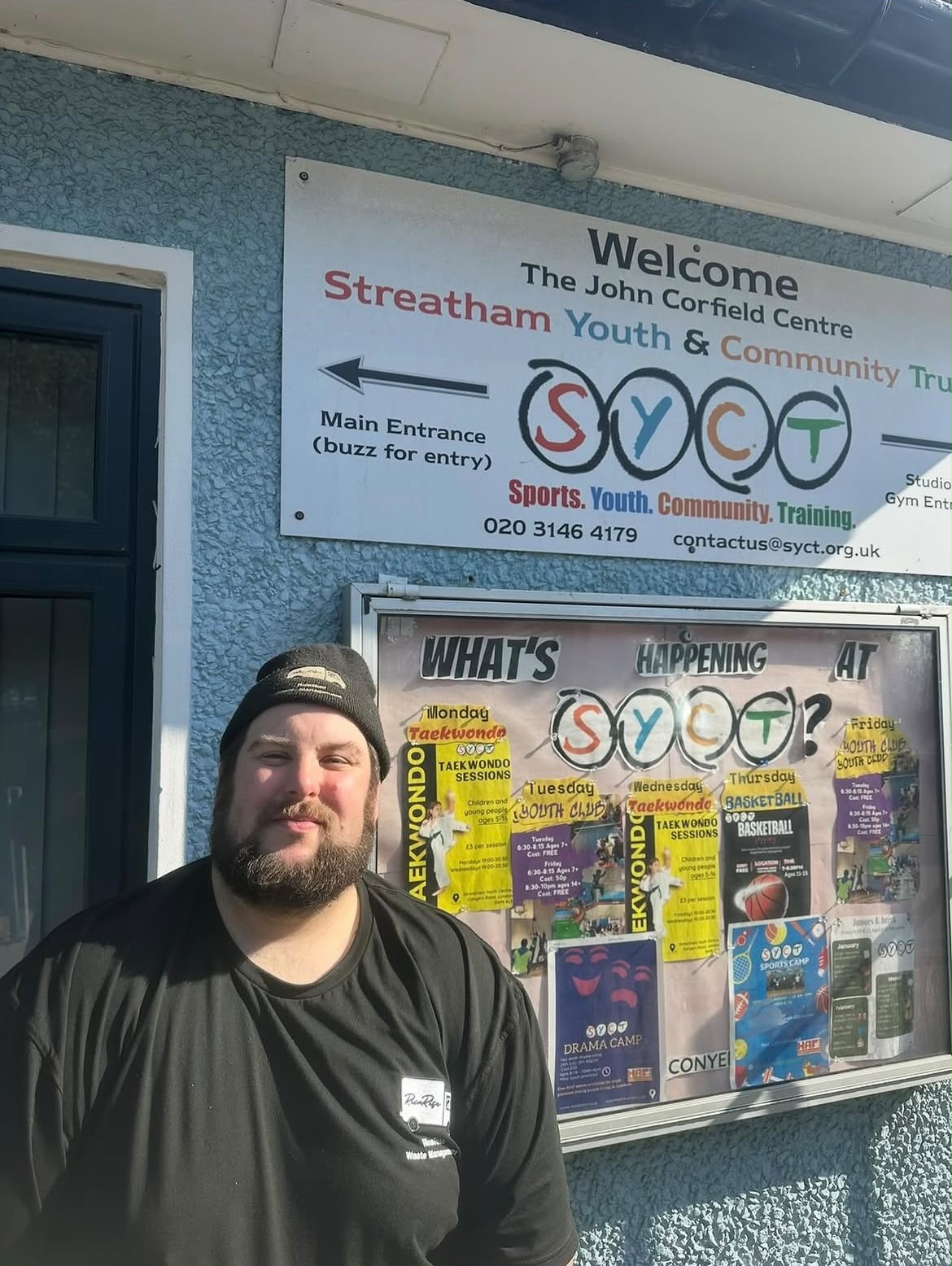RicaRise Waste Management team member outside Streatham Youth & Community Trust