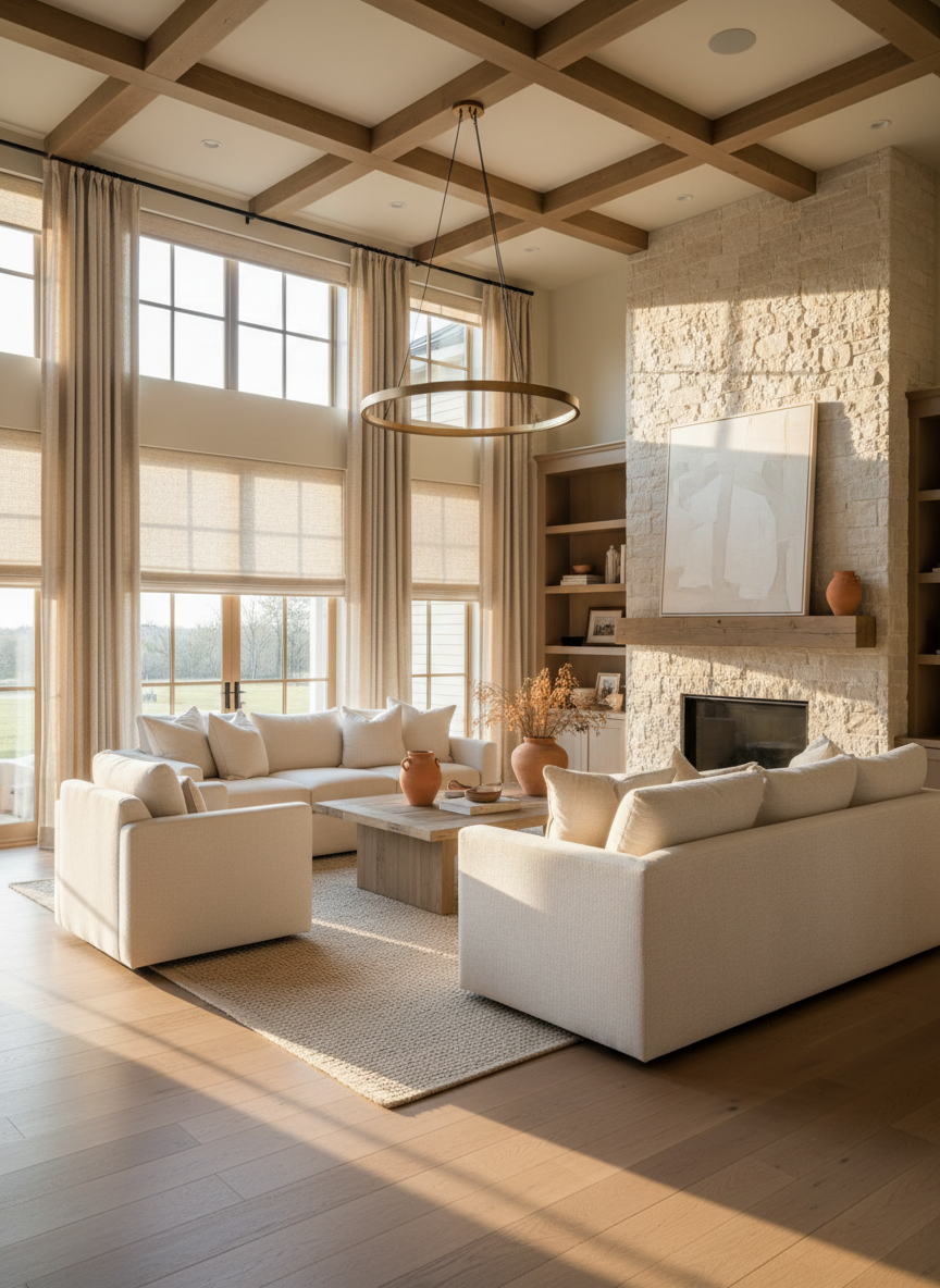 Luxury custom window treatments in a modern Indiana home