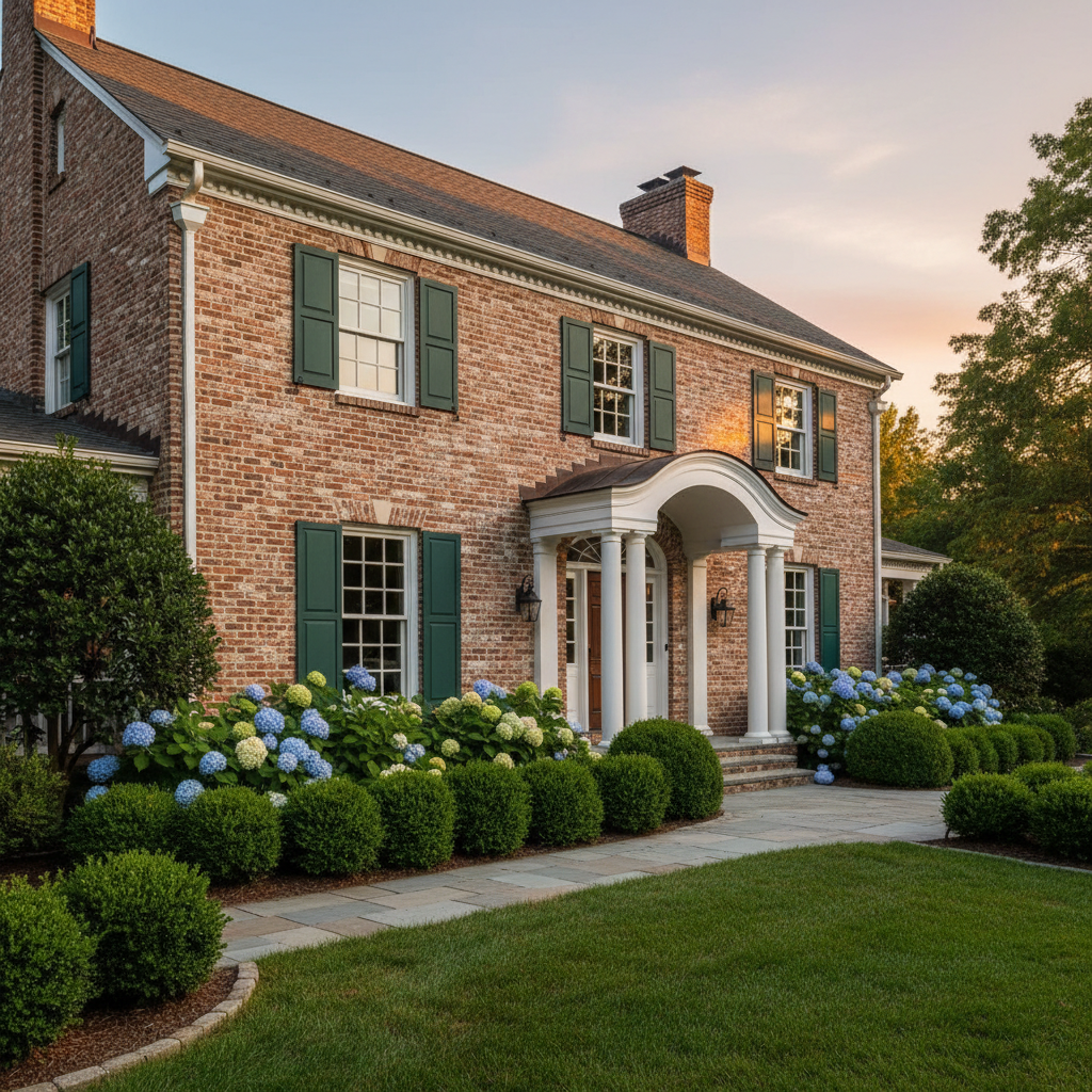 Elegant exterior shutters on a traditional brick home in Hamilton County Indiana