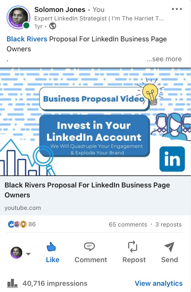 LinkedIn post with 40,716 impressions