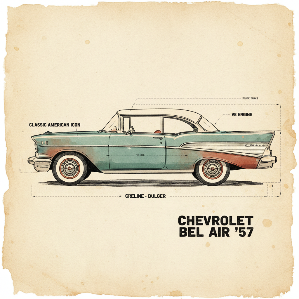 Chevrolet Bel Air vintage tegning