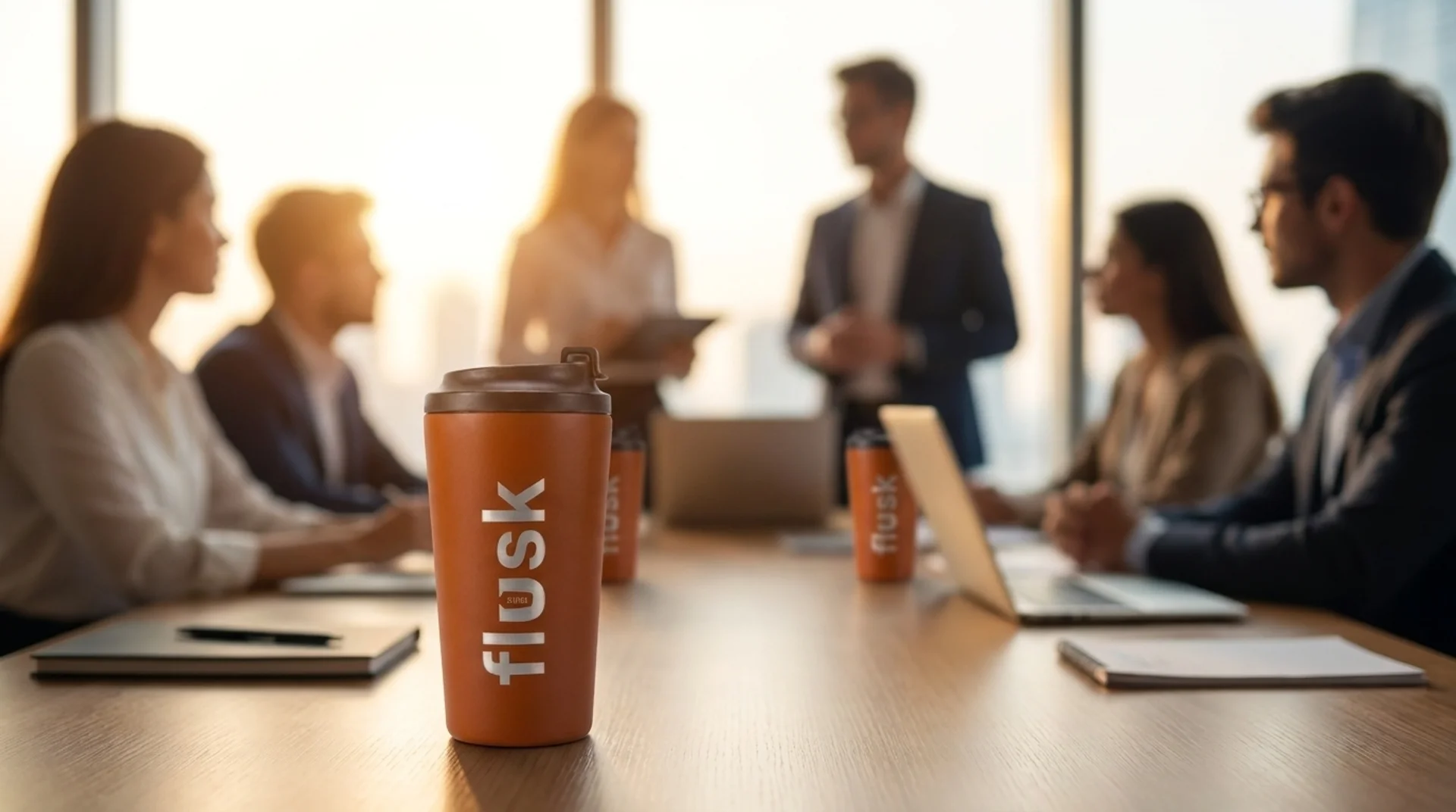FLUSK drinks delivered to a team during an office meeting