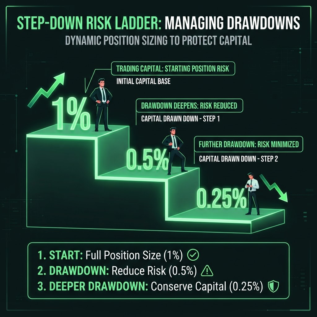 Risk ladder reducing position size in drawdown