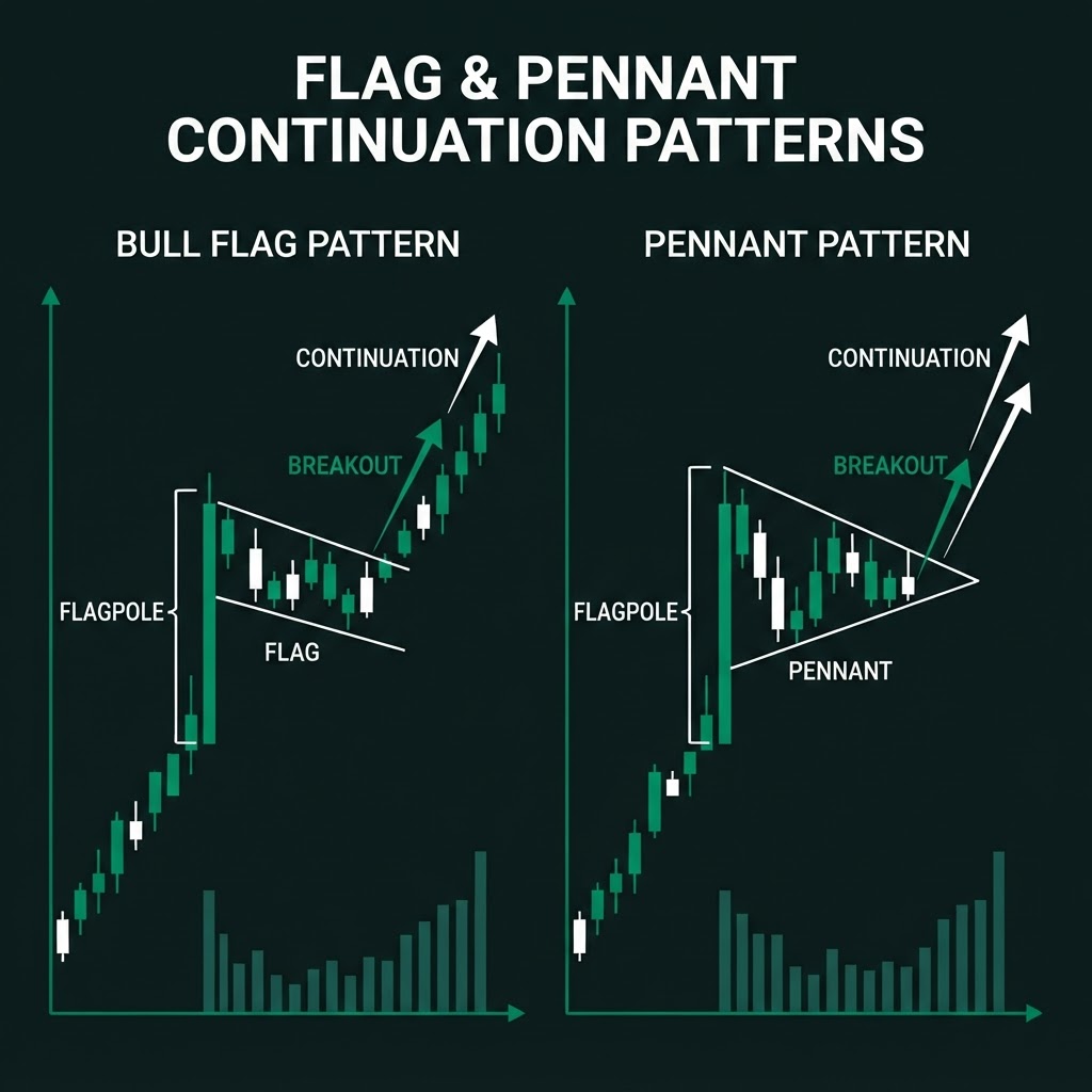Flag and Pennant Continuation Patterns