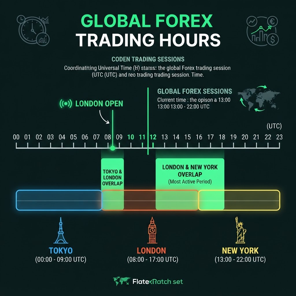 Tokyo, London and New York session timeline
