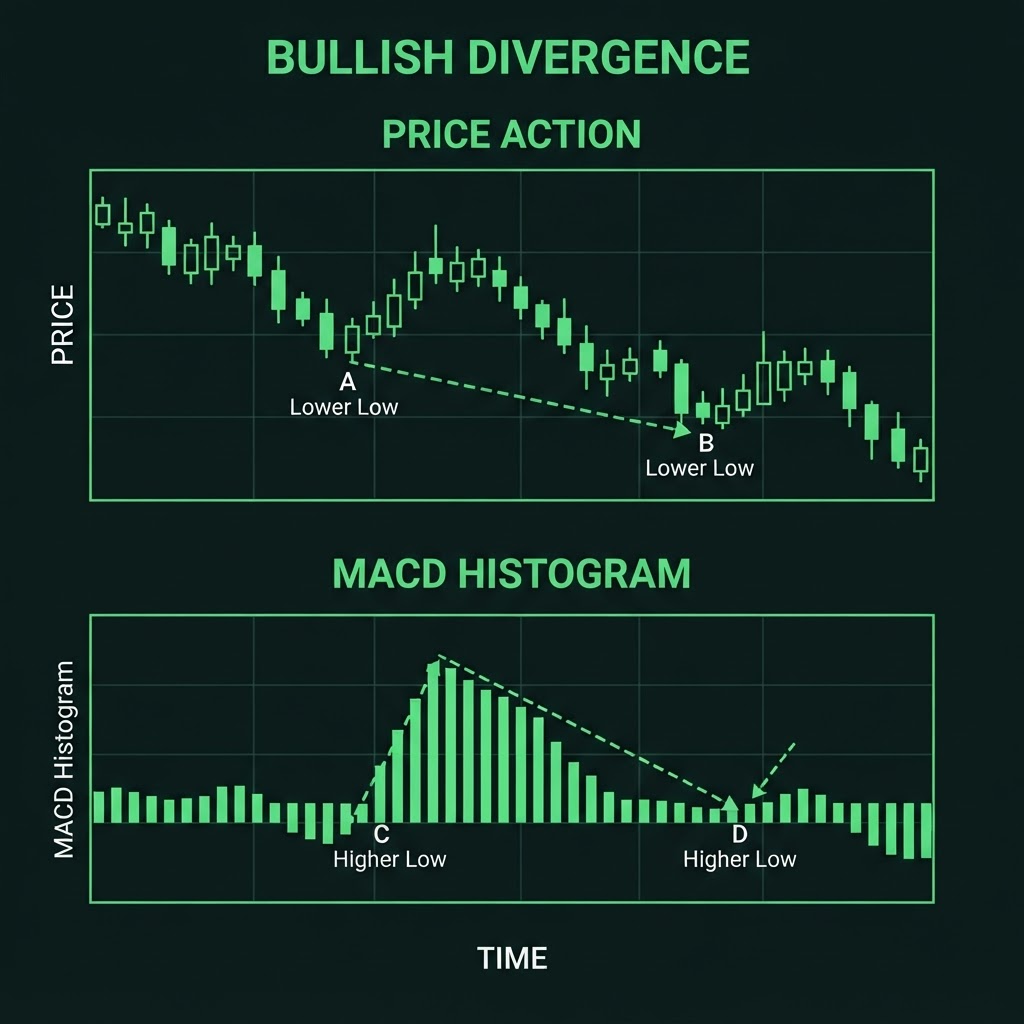 Bullish MACD divergence at a market low